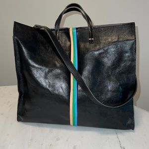 CLARE V SIMPLE TOTE BLACK LEATHER